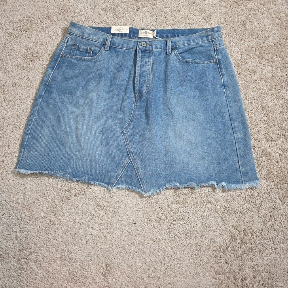 Umgee Women's Denim Mini Skirt Ram Hem Size 2XL Blue NWT
